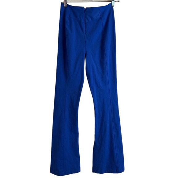 Free People Real Deal Slit Flare Pants Bell Bottom High Waisted Blue. Size XS - Picture 8 of 13